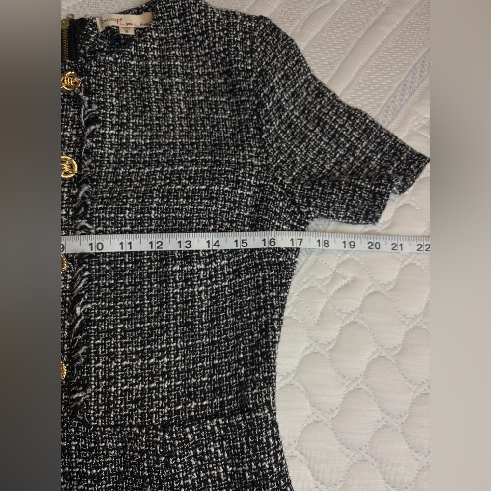 BeBop Monochrome Tweed Dress with Gold Accents size Small - Picture 4 of 7